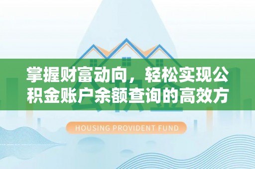 临夏掌握财富动向，轻松实现公积金账户余额查询的高效方式